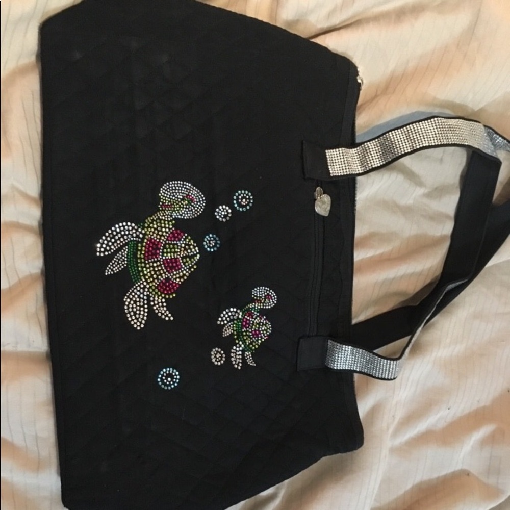Rhinestone bling sea turtles purse w/ bling straps